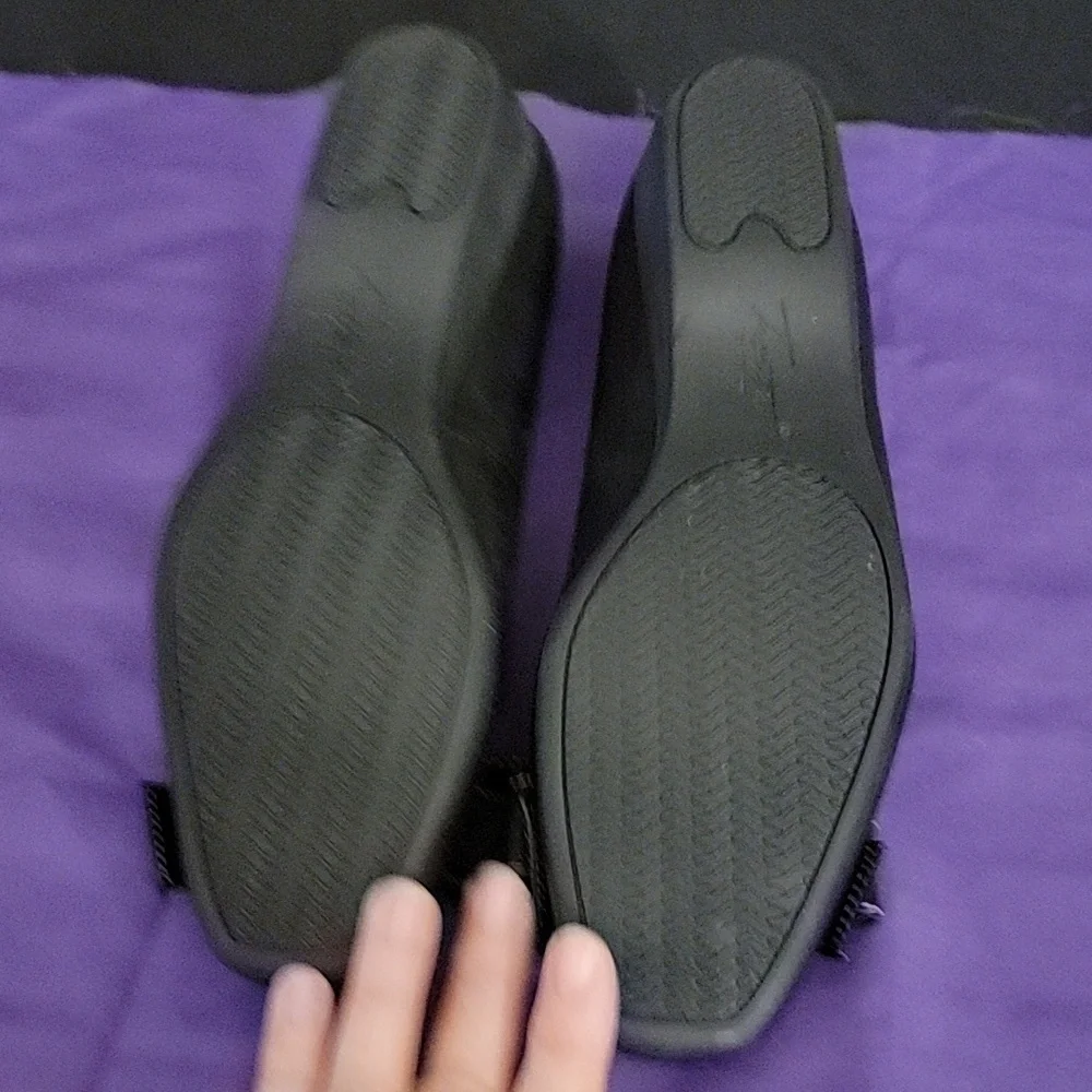 COPY - Trotters Black Leather Wedge